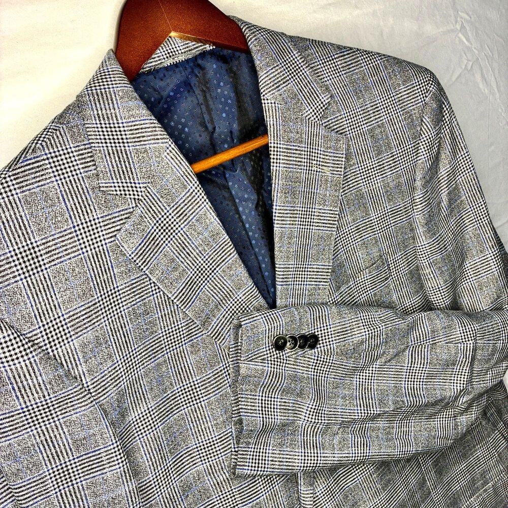 Reserve Patrick James Men's 44L Glen Plaid Bamboo Viscose Sport Coat Gibson